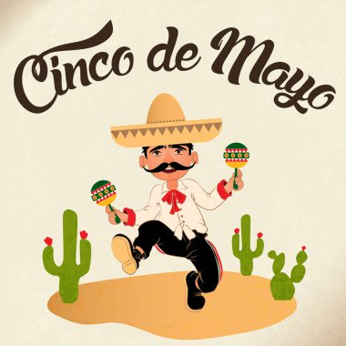 Cinco De Mayo festivalinde Meksika dansçılar. Meksika ve Latin müzik halk kutlama. Vektör çizim.
