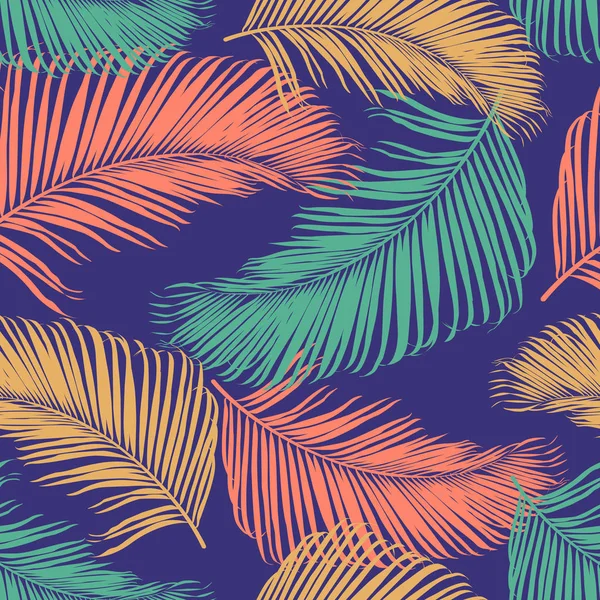 Patrón tropical de moda sin costuras. Hojas de palma de colores. Moderno fondo sin fin de moda. Vector . — Vector de stock