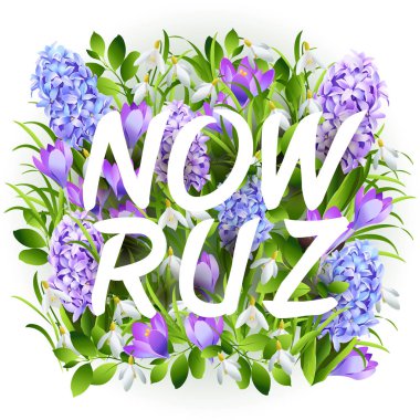Nevruz tebrik. İran yeni yıl. Vektör afiş. 