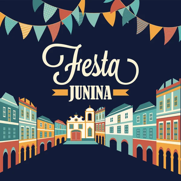 Illustration de Festa Junina. Vacances en Amérique latine. Bannière vectorielle . — Image vectorielle