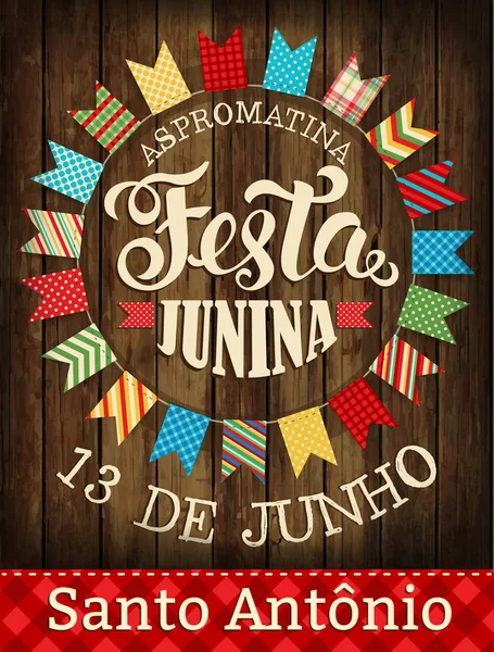 Festa Junina illüstrasyon geleneksel Brezilya Haziran festival partisi. Vektör çizim. Poster.