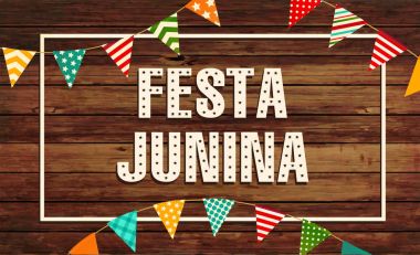 Festa Junina illüstrasyon - geleneksel Brezilya Haziran festival partisi. Vektör çizim. Latin Amerika tatil.