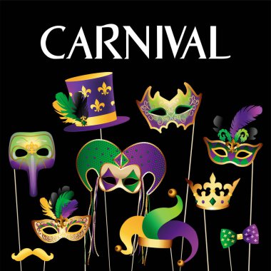 Mardi Gras maskesi afiş