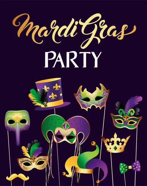 Mardi Gras masky nápis — Stockový vektor