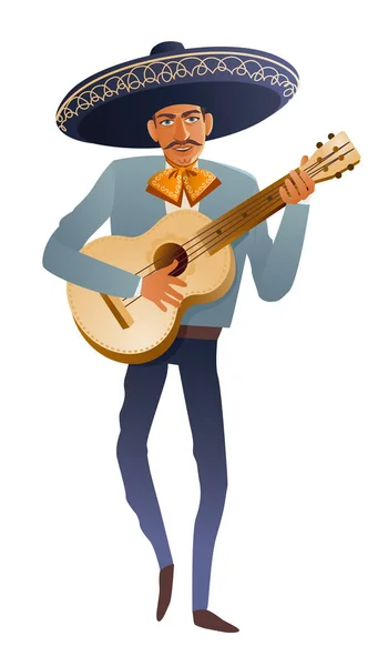 Мексиканский Традиционный Музыкант Векторная Иллюстрация — стоковый вектор