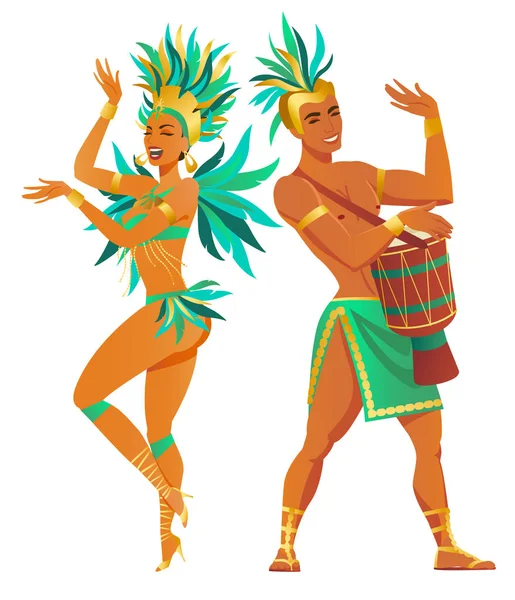 Bailarines brasileños de Samba — Archivo Imágenes Vectoriales