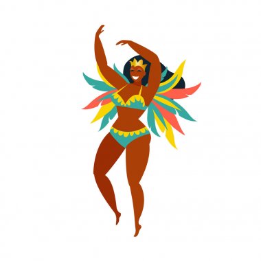 Brezilya samba dansçılar Rio de Janeiro. Vektör karnaval kız ve adam dans.
