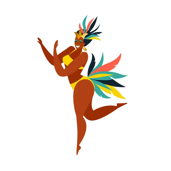 Bailarinas Brasileñas Samba Río Janeiro Vector Chicas Carnaval Hombre Bailando — Archivo Imágenes Vectoriales