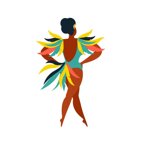 Bailarinas Brasileñas Samba Río Janeiro Vector Chicas Carnaval Hombre Bailando — Archivo Imágenes Vectoriales