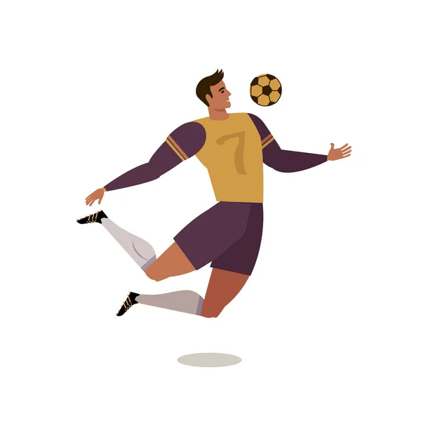 Jogador de futebol para a frente. Futebol. Ilustração vetorial plana. Elemento de projeto . — Vetor de Stock