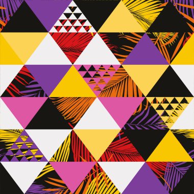 Egzotik plaj moda seamless modeli, resimli çiçek vektör tropikal yazdırma arka plan bırakır..