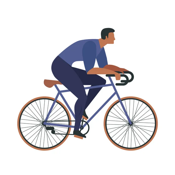 남자와 여자는 자전거를 타고에 캐릭터 디자인 남성과 여성의 멋쟁이 자전거 — 스톡 벡터