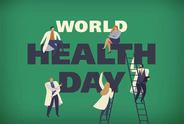 Światowy Dzień Zdrowia Kwietnia Lekarzami Obrazu Ilustracje Wektorowe — Wektor stockowy