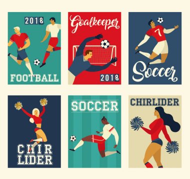 Futbol Futbol oyuncu set ve ponpon kızlar posterler 