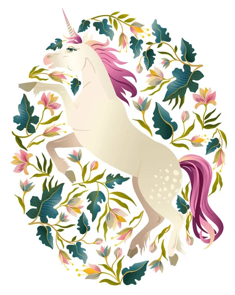 Güzel vektör büyü tek boynuzlu at Yazdır t-shirt tasarım için arka plan.