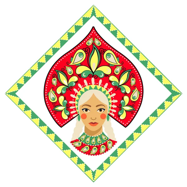 Belleza rusa en kokoshnik . — Archivo Imágenes Vectoriales