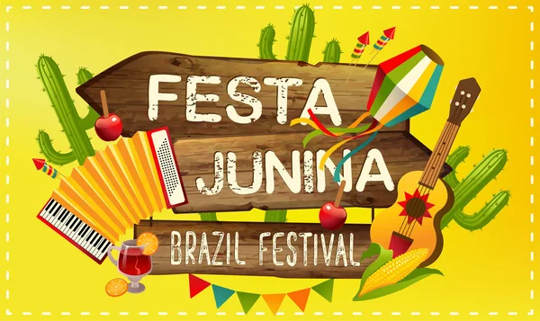Festa Junina Ilustracja Tradycyjnych Brazylia Imprezy Festiwalu Czerwca Ilustracja Wektorowa — Wektor stockowy