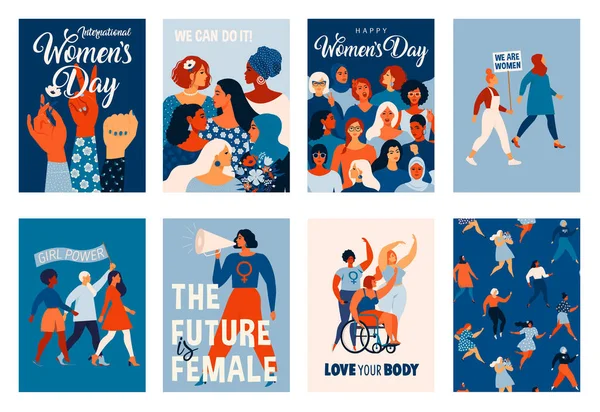 Internationale dag van de Womens. Vector sjablonen voor kaart, poster, flyer en andere gebruikers. — Stockvector