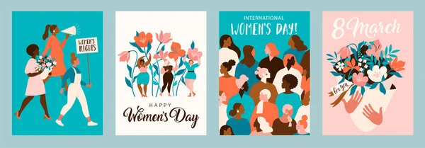 Международный Женский День Векторные Шаблоны Карточек Плакатов Флаеров Других Пользователей — стоковый вектор
