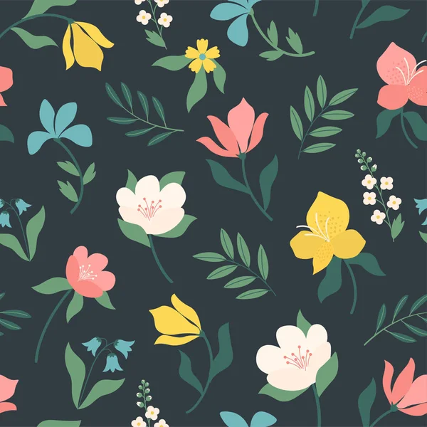Perfettamente luminoso motivo floreale scandinavo. Ottimo per tessuto, tessile. Illustrazione vettoriale. — Vettoriale Stock