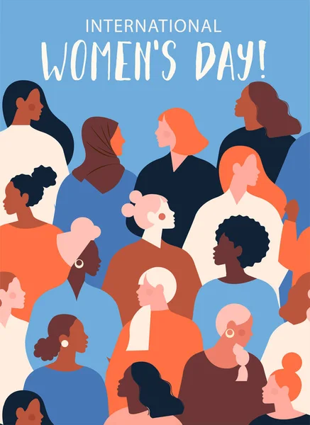 국제 여성의 날. 카드, 포스터, 플라이어 및 기타 사용자를 위한 반사기. — 스톡 벡터