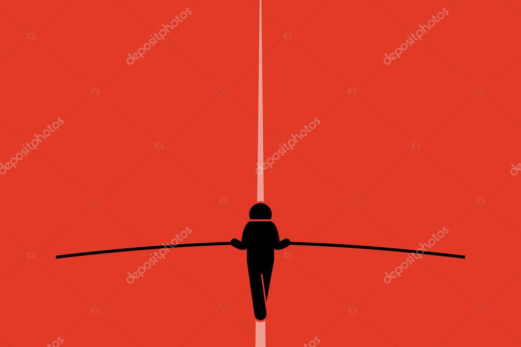 Entertainment Clipart-performer walking balancing on tightrope clipart