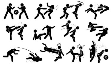Street fighting attacking stance. clipart