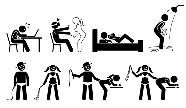 Masturbación, realidad virtual para el sexo, BDSM, y maníaco sexual . — Archivo Imágenes Vectoriales