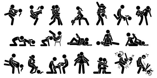 Extreme Sexual Positions, Dangerous Sex, Kama Sutra or Kamasutra. — Stock Vector