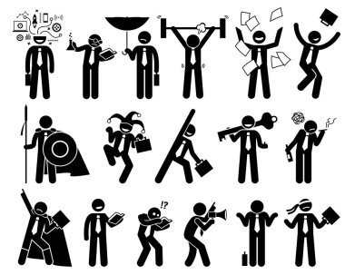 Businessman being various characters. clipart