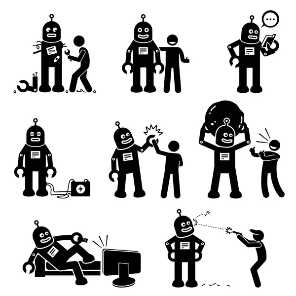 Robot et humain . — Image vectorielle