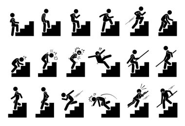 Man climbing Staircase or Stairs Pictogram. clipart