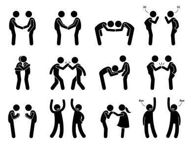People Meeting and Greeting Gestures Etiquette. clipart