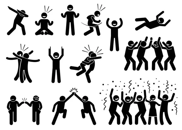 Celebration Poses and Gestures. — Stock Vector