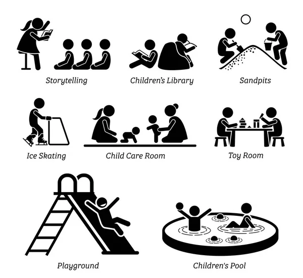 子供娯楽施設と活動. — ストックベクタ