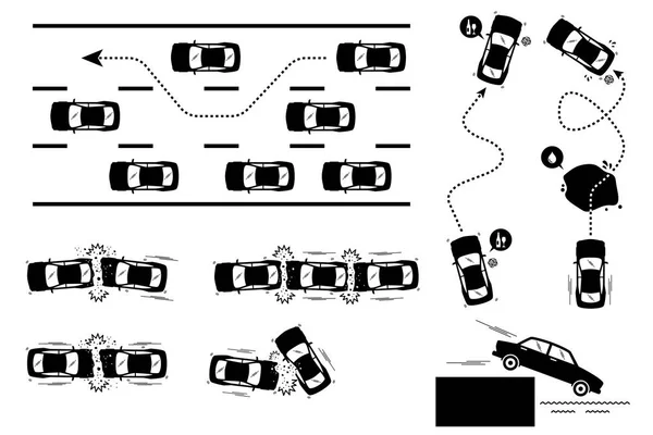 Acidente de carro e condução imprudente . — Vetor de Stock