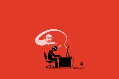 Internet Cyber Internet kullanıcısı kandırmakla Scammer.