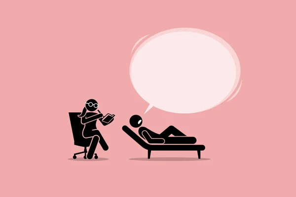 Psychologist Consulting and Listening to a Patient Mental Emotional Problem. — Stock Illustration Psychologist Consulting and Listening to a Patient Mental Emotional Problem. Stock Illustration