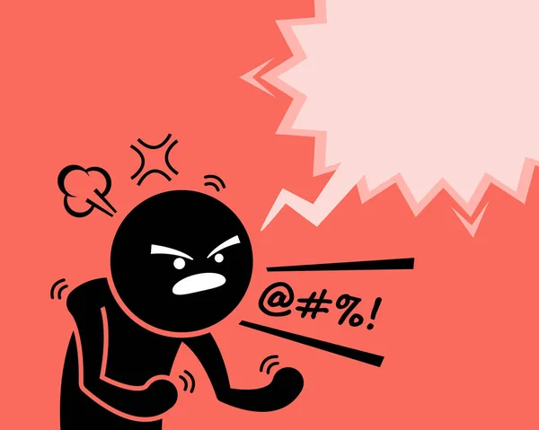A very angry man expressing his anger, rage, and dissatisfaction by asking why. — Stock Vector