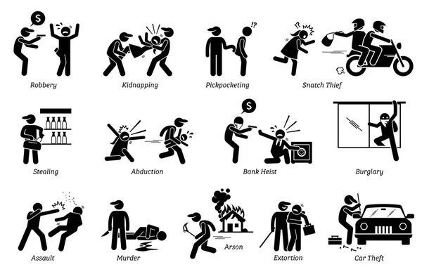 Violence Crimes violents et criminalité . — Image vectorielle