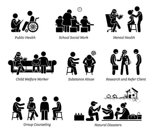 社会工作者粘图象形图标. — 图库矢量图片