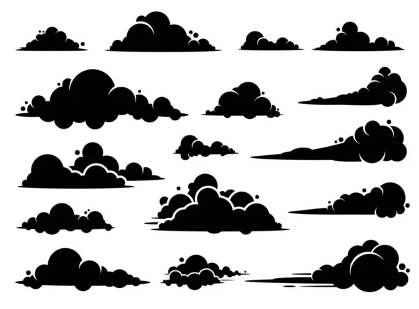 Nube Vector Diseño Gráfico Conjunto Nubes Ilustración Cielo Silueta Negra — Archivo Imágenes Vectoriales