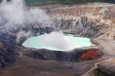 Lake in crater of Poas Volcano in Costa Rica clipart