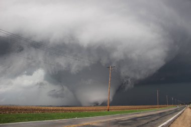 Massive terrifying tornado in Illinois clipart