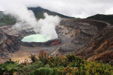 Lake in the Poas volcano crater in Costa Rica clipart