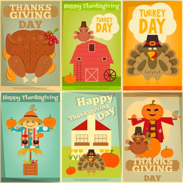 Thanksgiving Posters Set — Stock Vector