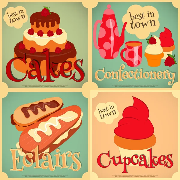 Set of Cakes Mini Posters — Stock Vector