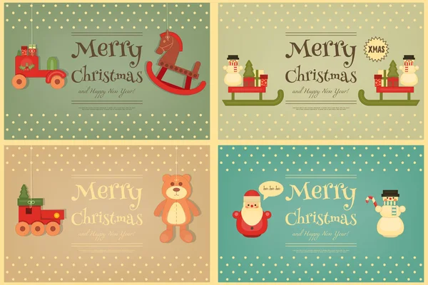 Buon Natale e Felice Anno Nuovo Poster Set — Vettoriale Stock