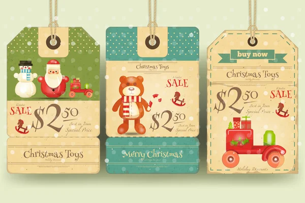 Christmas speelgoed verkoop Tags — Stockvector