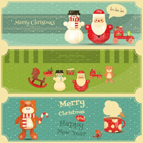 Mutlu Noeller ve mutlu yeni yıl Poster Seti — Stok Vektör